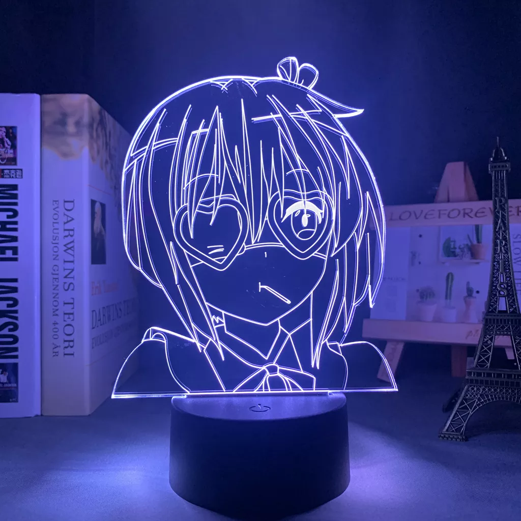 1536807306 1 Luminária Chunibyo Anime lâmpada Luz noturna de led amor rikka, takanashi, para decoração do quarto, presente de aniversário, anime, lâmpada 3d, rikka, takanashi