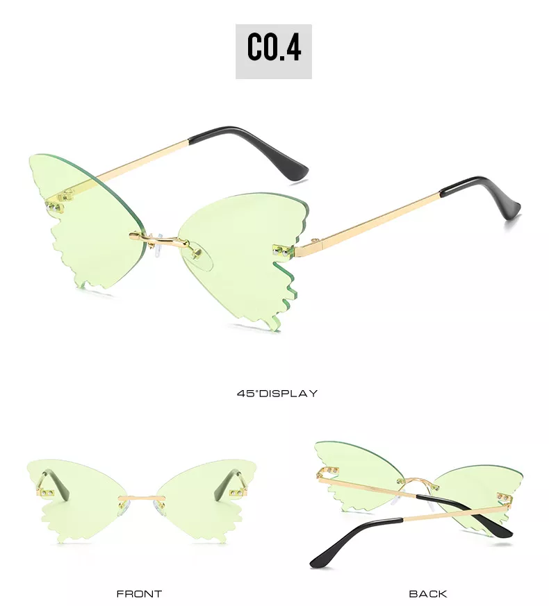 1639446604 1 Óculos de sol borboleta óculos de sol feminino design de marca de luxo sem aro gato olho óculos de sol tendência onda óculos streetwear