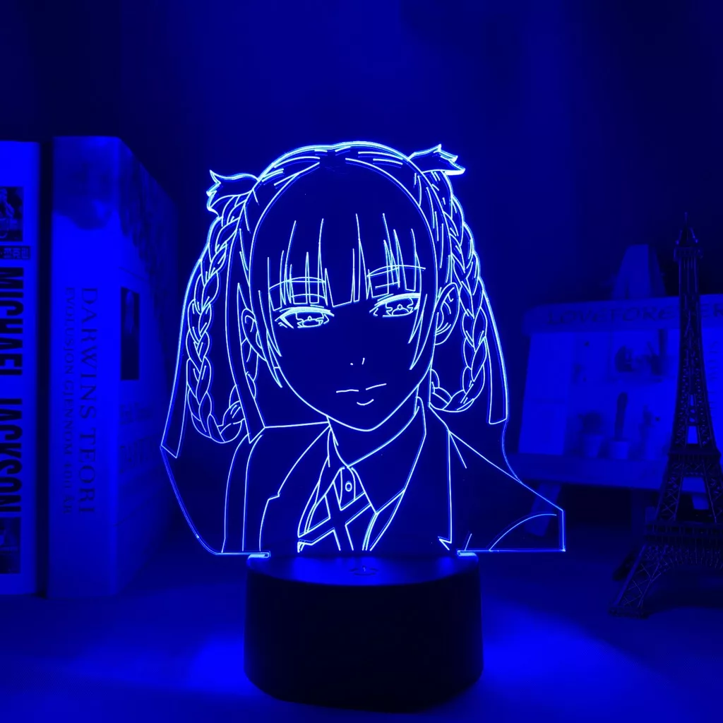1733731159 1 Luminária Kakegurui Anime lâmpada noturna led kirari, momobami, luz noturna para decoração de quarto, presente de aniversário, lâmpada 3d, kakegurui