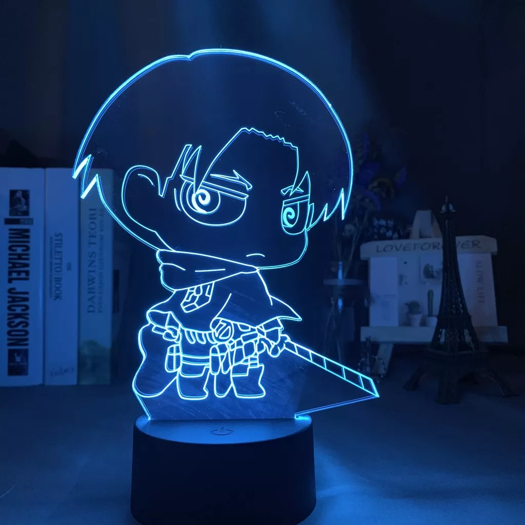 Luminária Attack on Titan Anime lâmpada 3d night light ataque em titan chibi figura nightlight para decoração de casa luz colorida bateria lâmpada noite presente 1