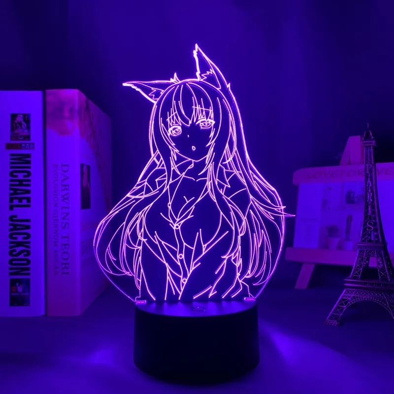 Luminária Nekopara Anime luminária led noturna para decoração de quarto, luz de mesa 3d de anime waifu 1