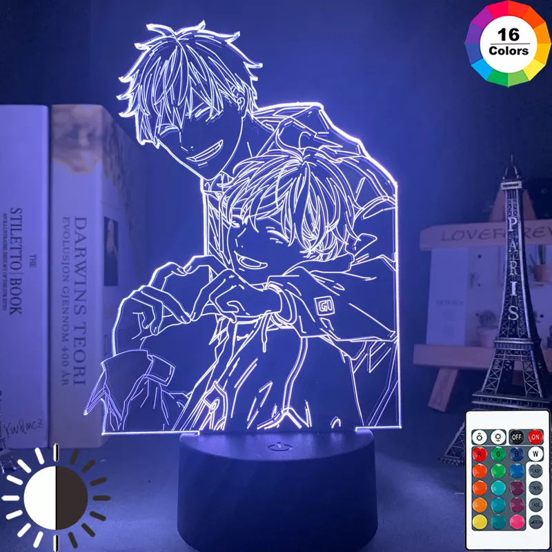 Luminária Tokyo Ghoul ken kaneki lâmpada luz noturna para decoração de cama, lâmpada 3d acrílica, bl, anime, luz, colorida, luz noturna 1