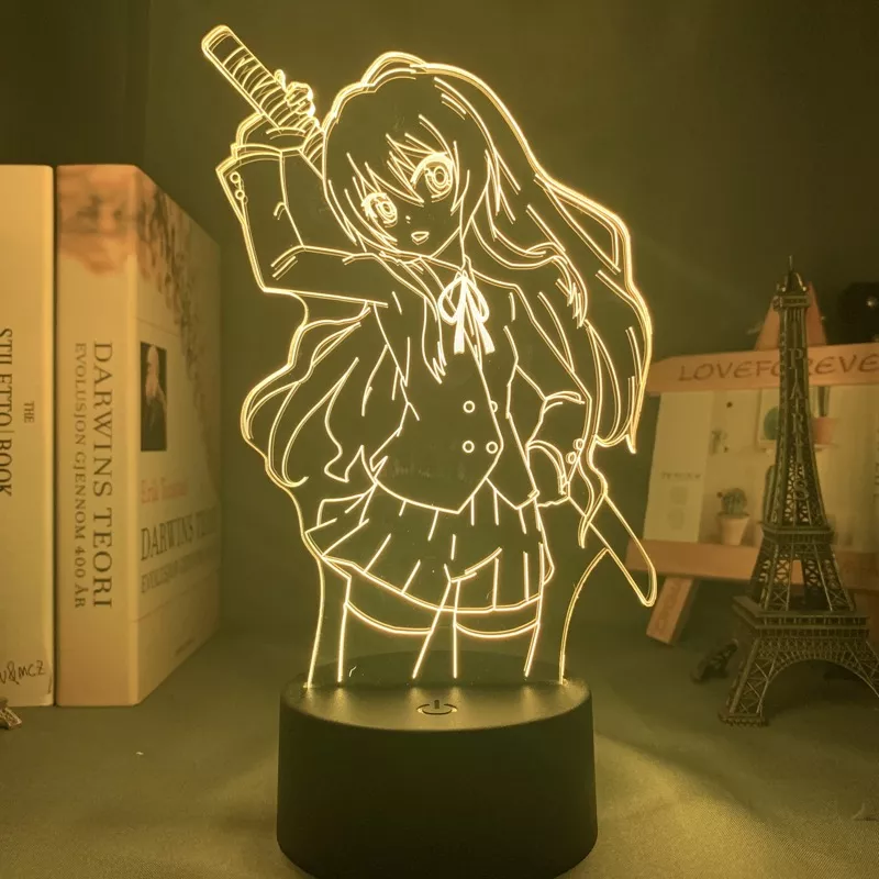 Luminária Toradora Anime Taiga luz noturna em led, para decoração de quarto, luz noturna colorida, anime waifu 3d 1