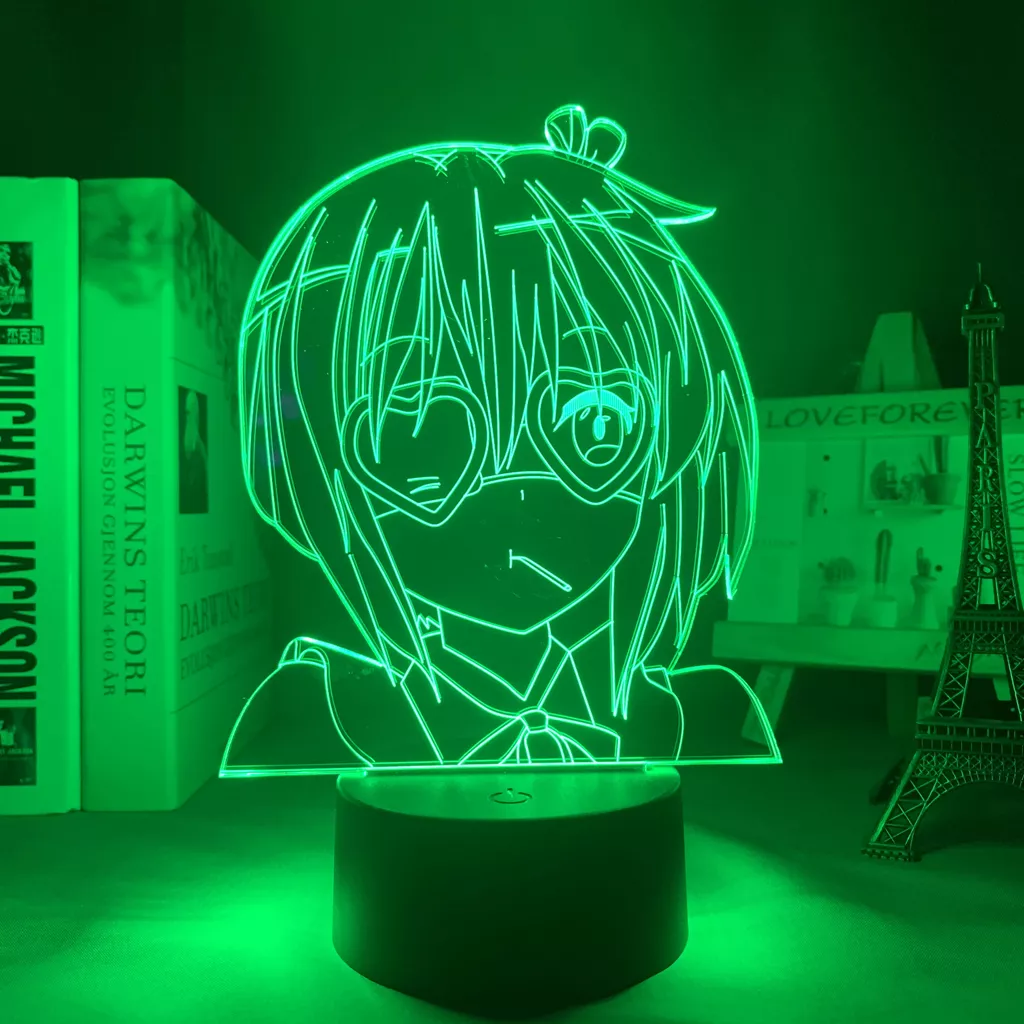 1786965060 1 Luminária Chunibyo Anime lâmpada Luz noturna de led amor rikka, takanashi, para decoração do quarto, presente de aniversário, anime, lâmpada 3d, rikka, takanashi