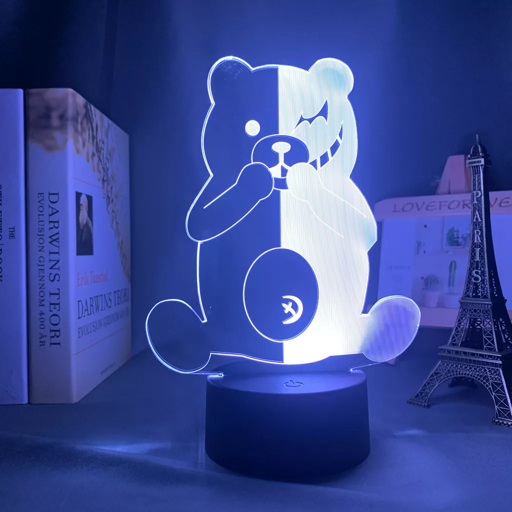 181813880 1 Luminária Danganronpa Pendanronpa monokuma lâmpada led para decoração, para quarto, presente para crianças, acrílico