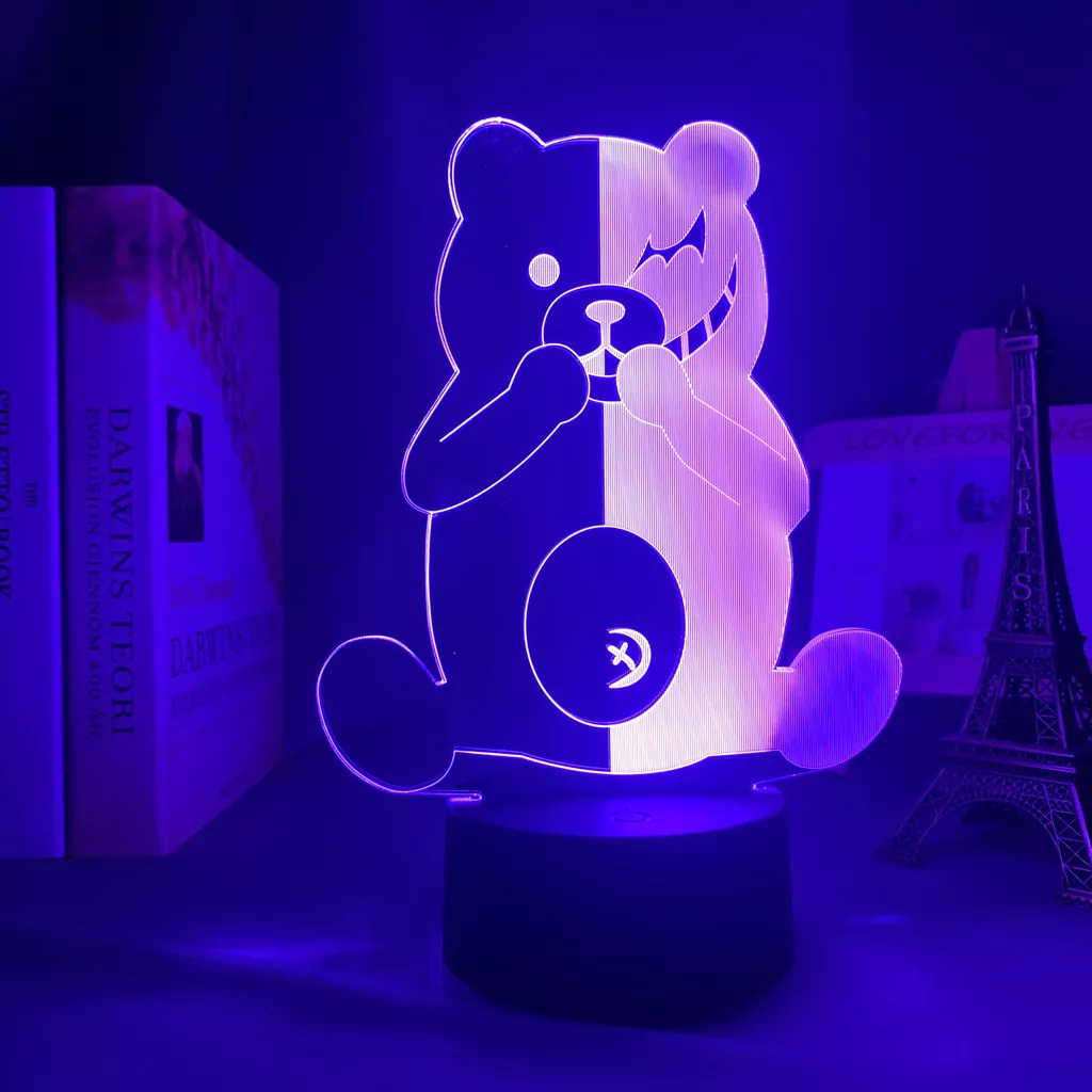 Luminária Danganronpa Pendanronpa monokuma lâmpada led para decoração, para quarto, presente para crianças, acrílico 1