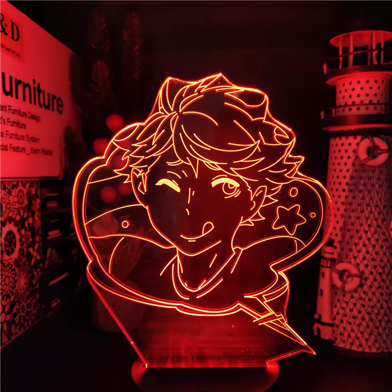Luminária Haikyuu Anime oikawa, lâmpada led com ilusão 3d, lâmpada de anime com 7 cores que muda para presente de natal 2