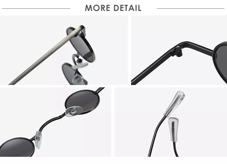 1947939798 1 Óculos de sol vintage masculino, punk rock, clássico, redondo, pequeno, ponte larga, armação de metal, lentes pretas, para dirigir