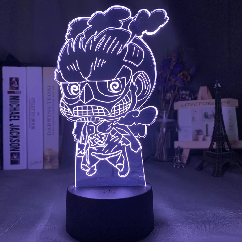 Luminária Attack on Titan Anime lâmpada Luz noturna 3d de attack on titan, luz noturna para decoração de quarto infantil, com sensor de toque, para presente para crianças 2