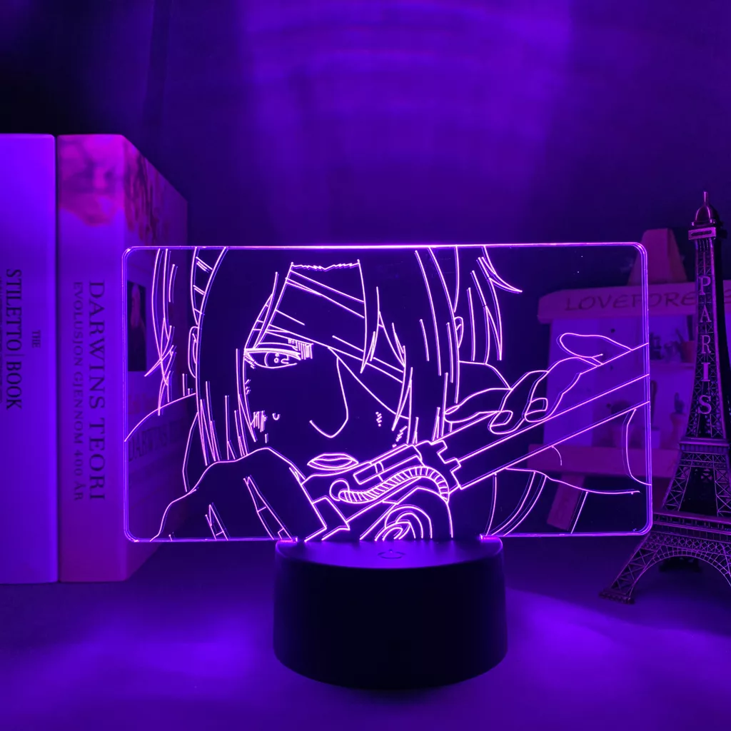 Luminária Attack on Titan Anime lâmpada de led para decoração de quarto infantil, anime 3d de attack on titan, hange, luz noturna hange zoé, presente para crianças 1