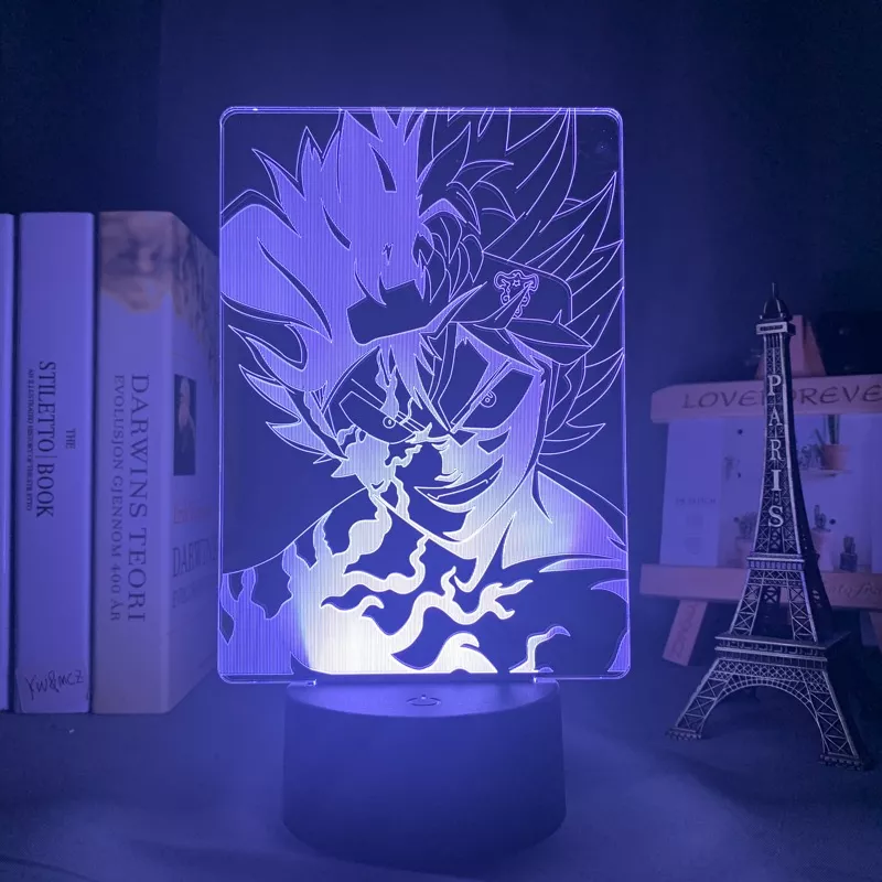 209675975 1 Luminária Black Clover Anime lâmpada 3d asta trevo preto luz para crianças, decoração de quarto luz noturna presente de aniversário mangá aparelho lâmpada asta