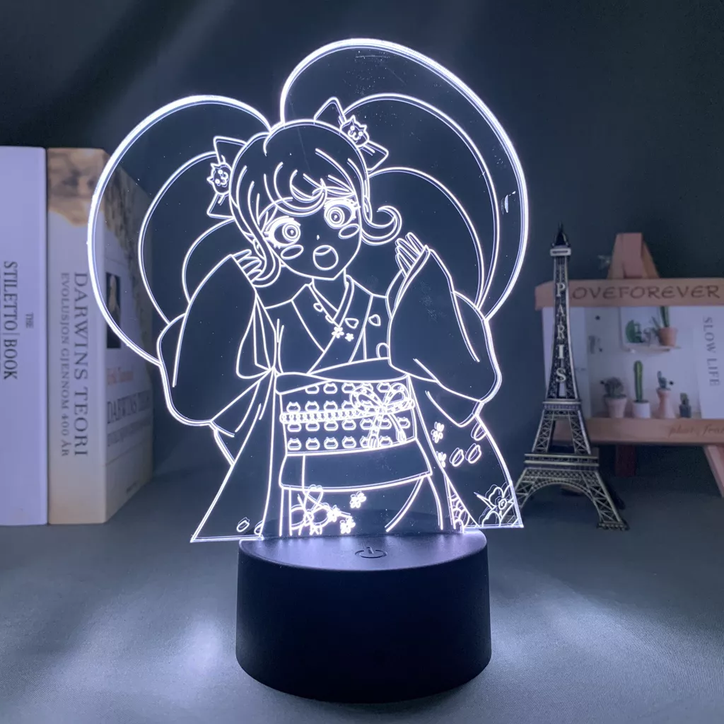 278361475 1 Luminária Danganronpa mangá, lâmpada de led hiyoko saionji, para decoração de quarto de criança, luz noturna, presente de aniversário, mesa, anime, luz 3d