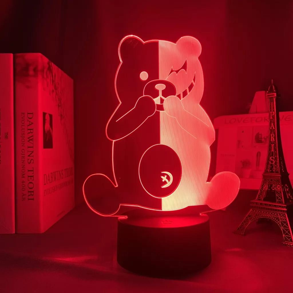 337405832 1 Luminária Danganronpa Pendanronpa monokuma lâmpada led para decoração, para quarto, presente para crianças, acrílico