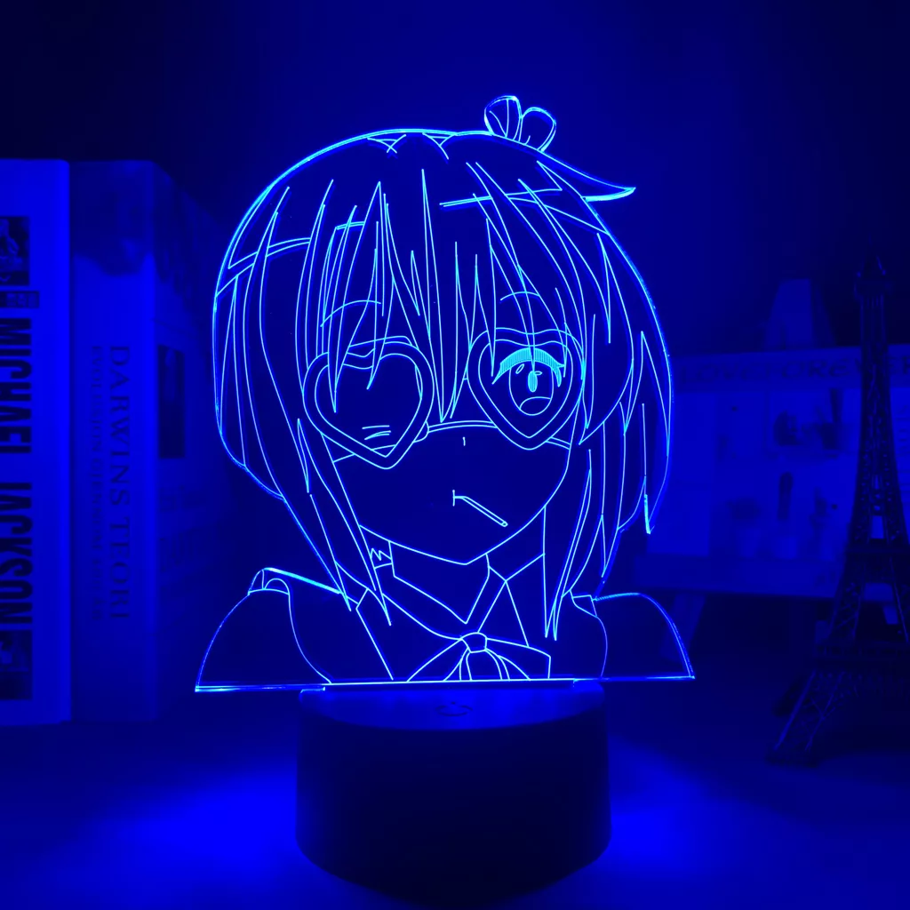 404756573 1 Luminária Chunibyo Anime lâmpada Luz noturna de led amor rikka, takanashi, para decoração do quarto, presente de aniversário, anime, lâmpada 3d, rikka, takanashi