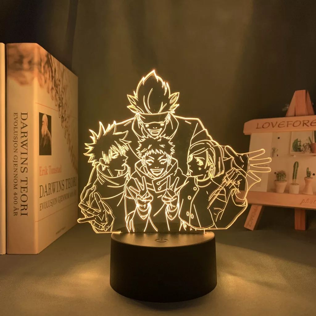 405131954 1 Luminária Jujutsu Kaisen satsuper gojo team lâmpada noturna led satsuper gojo team, luz noturna para presente de aniversário, do grupo gojo satsuper