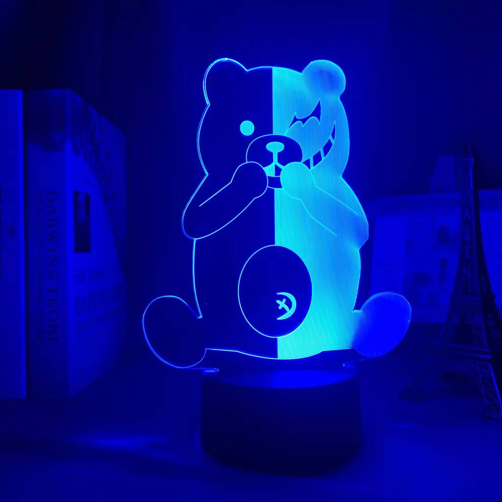 439411689 1 Luminária Danganronpa Pendanronpa monokuma lâmpada led para decoração, para quarto, presente para crianças, acrílico