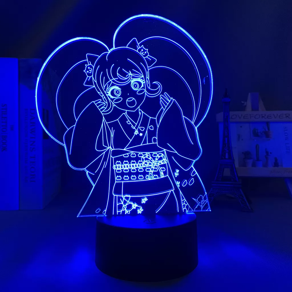 468193148 1 Luminária Danganronpa mangá, lâmpada de led hiyoko saionji, para decoração de quarto de criança, luz noturna, presente de aniversário, mesa, anime, luz 3d