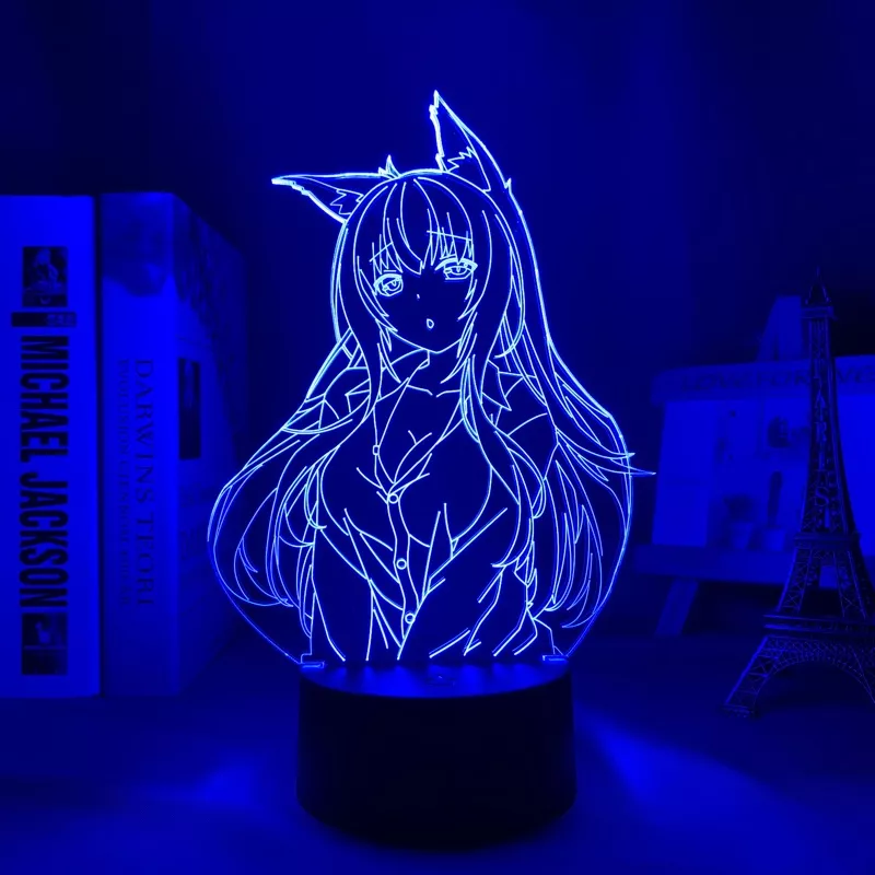 513103130 1 Luminária Nekopara Anime luminária led noturna para decoração de quarto, luz de mesa 3d de anime waifu