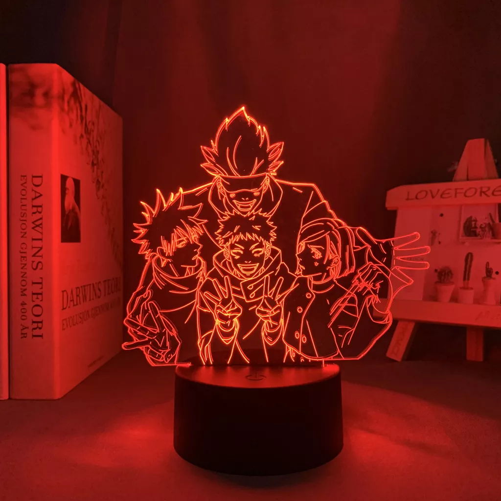 583051438 1 Luminária Jujutsu Kaisen satsuper gojo team lâmpada noturna led satsuper gojo team, luz noturna para presente de aniversário, do grupo gojo satsuper