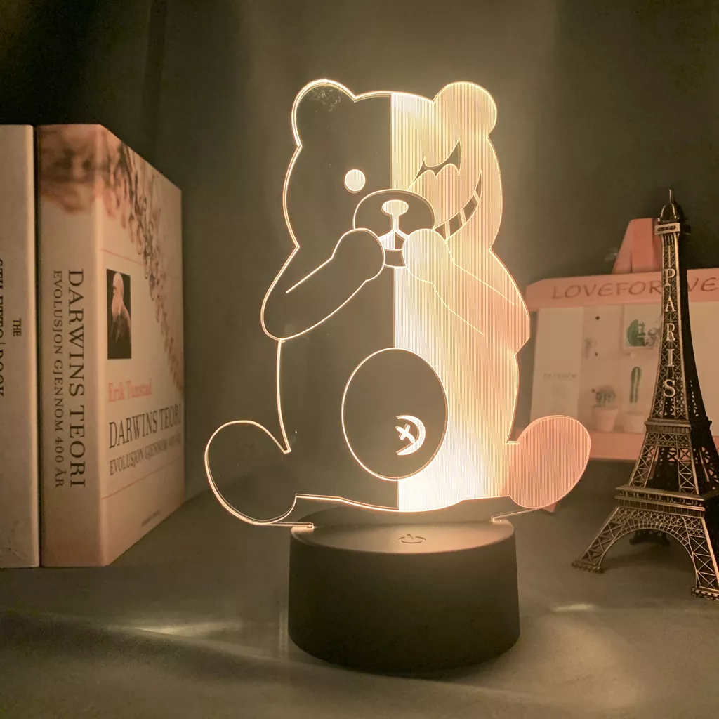 606104186 1 Luminária Danganronpa Pendanronpa monokuma lâmpada led para decoração, para quarto, presente para crianças, acrílico