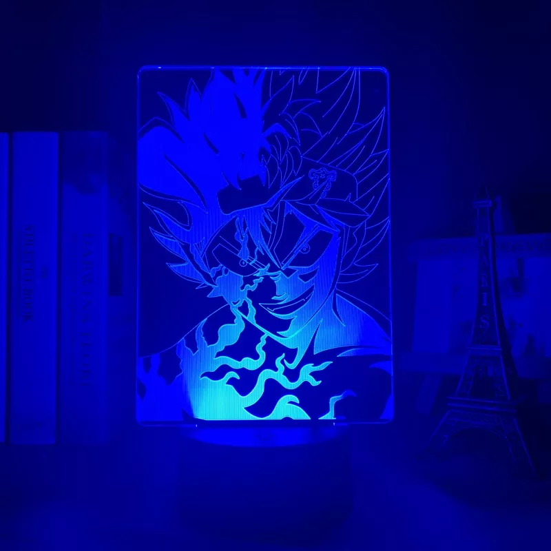 644158911 1 Luminária Black Clover Anime lâmpada 3d asta trevo preto luz para crianças, decoração de quarto luz noturna presente de aniversário mangá aparelho lâmpada asta
