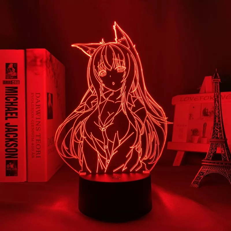 771370106 1 Luminária Nekopara Anime luminária led noturna para decoração de quarto, luz de mesa 3d de anime waifu