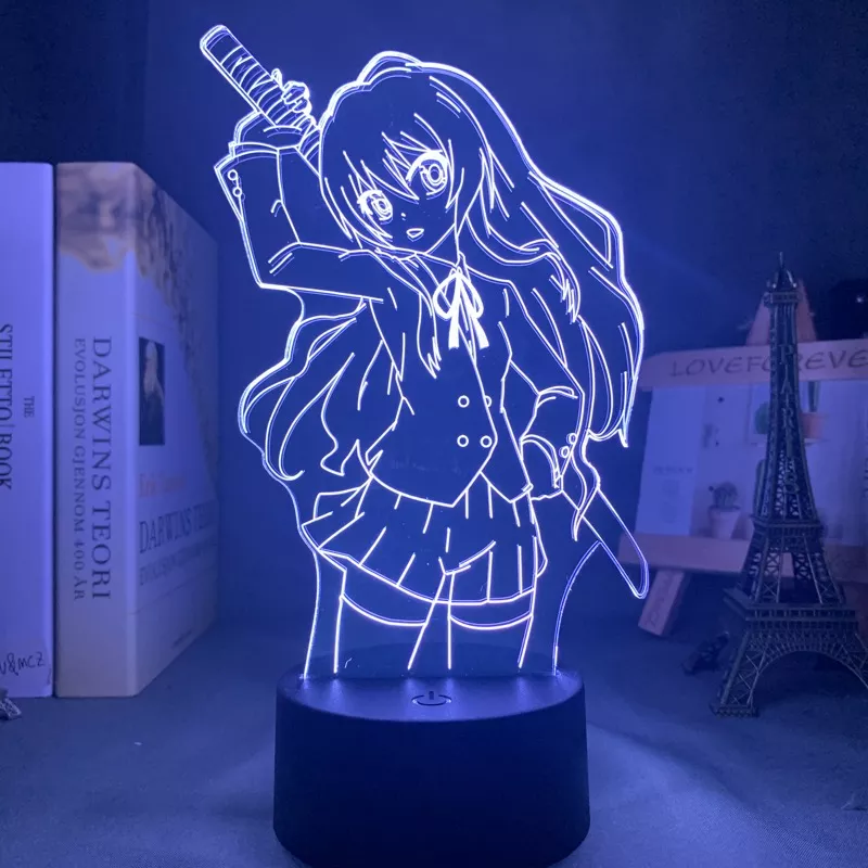 Luminária Toradora Anime Taiga luz noturna em led, para decoração de quarto, luz noturna colorida, anime waifu 3d 1