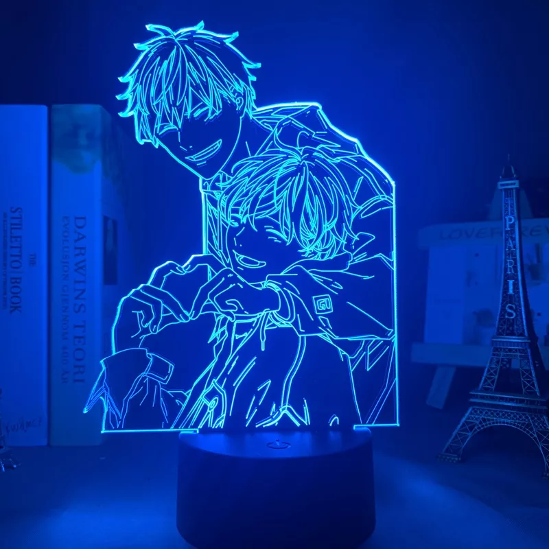 Luminária Tokyo Ghoul ken kaneki lâmpada luz noturna para decoração de cama, lâmpada 3d acrílica, bl, anime, luz, colorida, luz noturna 2