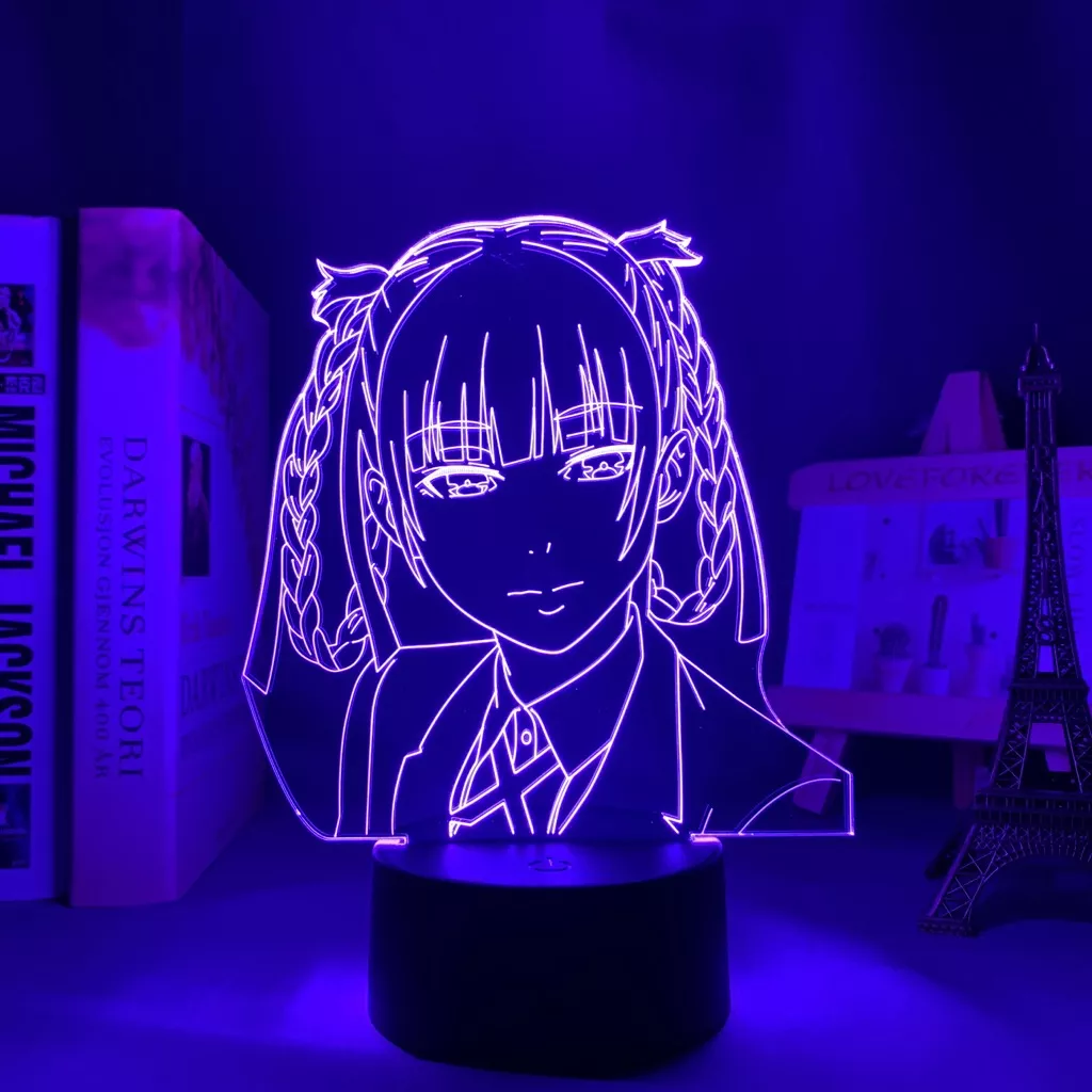 880734854 1 Luminária Kakegurui Anime lâmpada noturna led kirari, momobami, luz noturna para decoração de quarto, presente de aniversário, lâmpada 3d, kakegurui