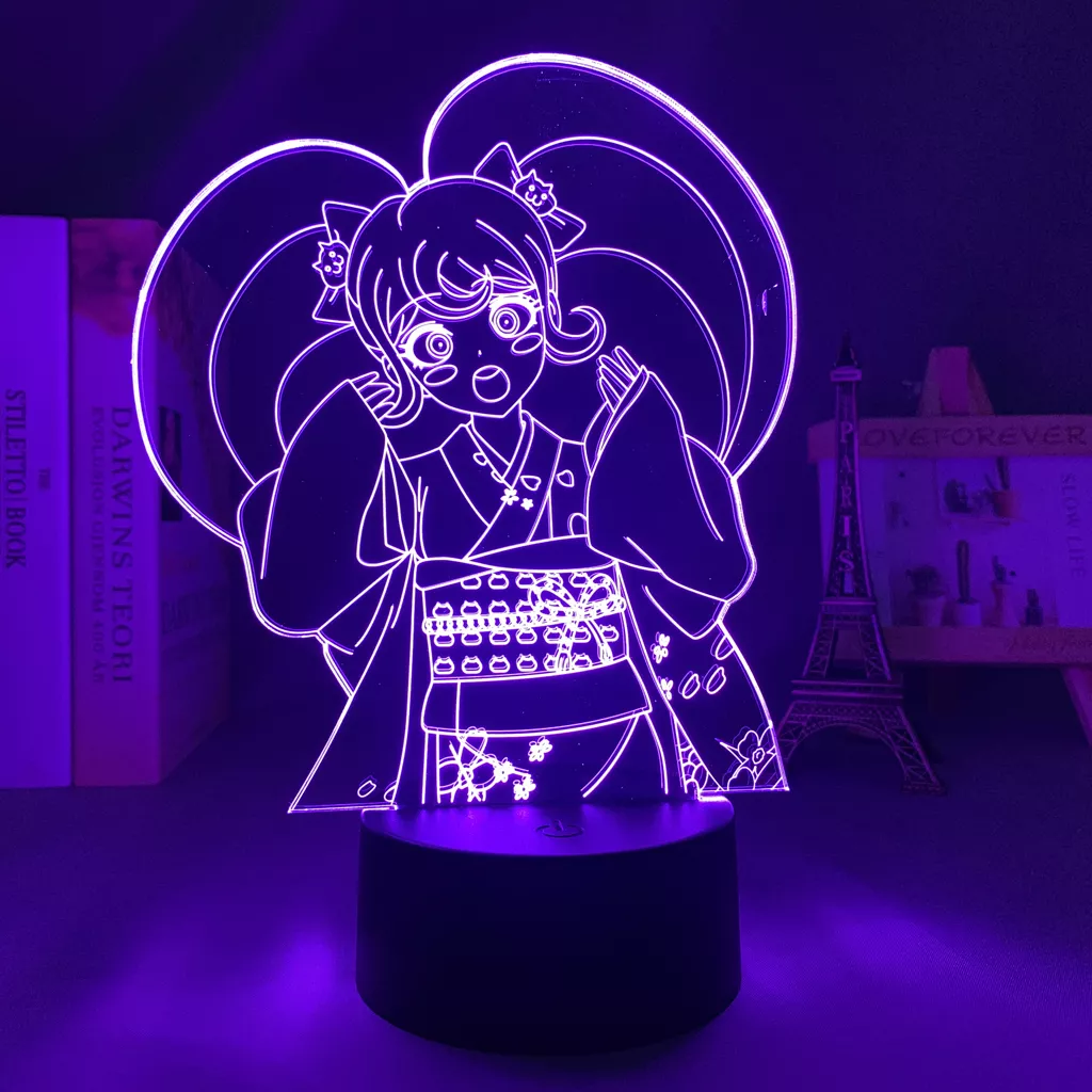 950104344 1 Luminária Danganronpa mangá, lâmpada de led hiyoko saionji, para decoração de quarto de criança, luz noturna, presente de aniversário, mesa, anime, luz 3d