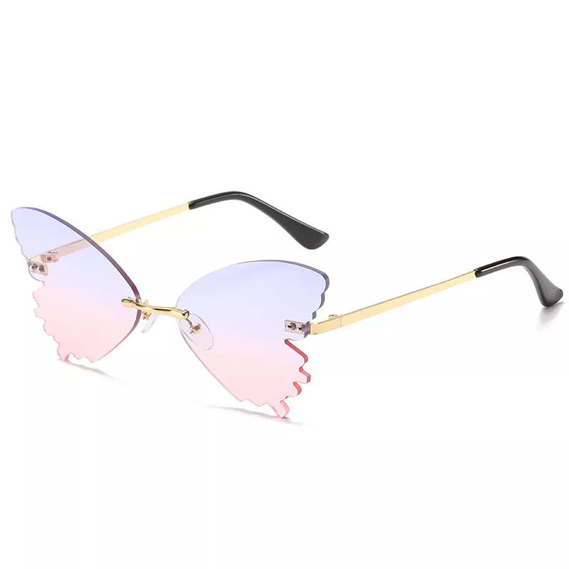 Óculos de sol borboleta óculos de sol feminino design de marca de luxo sem aro gato olho óculos de sol tendência onda óculos streetwear 5