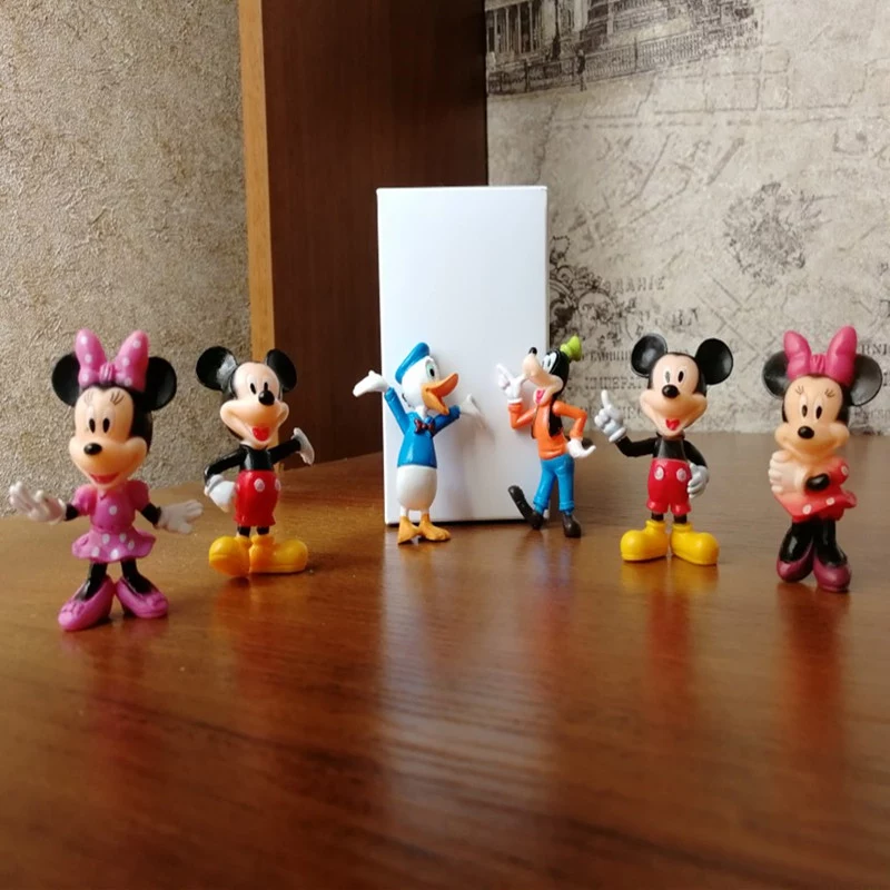 Action Figure personagens da disney, 6 peças, mickey mouse, minnie mouse, clubhouse, decoração de festa de aniversário, bolo, figuras de ação em pvc, brinquedos para crianças ds10 1