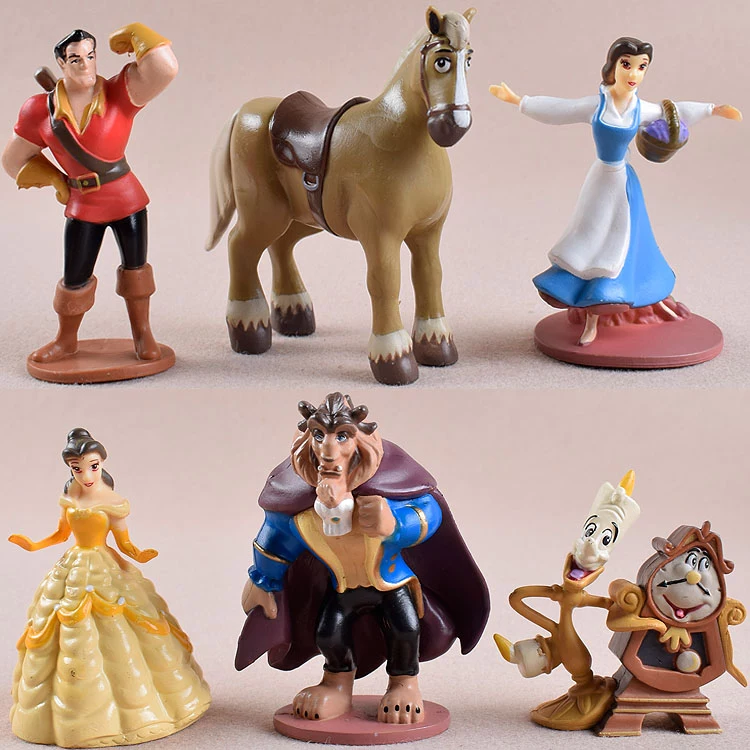 Action Figure Bela e a Fera 6pcs disney, anime, lumiere chip, figura de ação, brinquedo para crianças, presente quente, desenhos animados, princesa 1