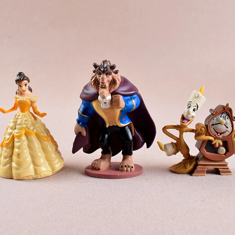 Action Figure Bela e a Fera 6pcs disney, anime, lumiere chip, figura de ação, brinquedo para crianças, presente quente, desenhos animados, princesa 2