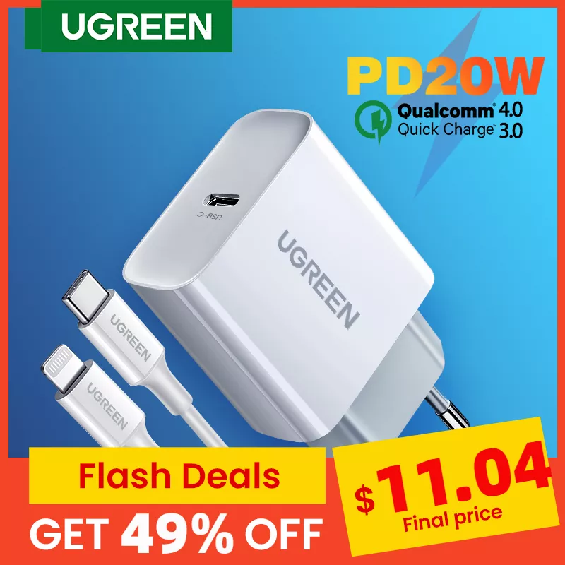 Ugreen carga rápida 4.0 3.0 qc pd carregador 20w qc4.0 qc3.0 usb tipo c carregador rápido para iphone 12 x xs 8 xiaomi telefone pd carregador 1