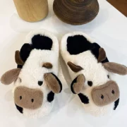 Pantufa Vaca Vaquinha chinelo frio animal bonito para as mulheres meninas moda kawaii macio inverno quente chinelos mulher dos desenhos animados leite vaca casa chinelos sapatos engraçados 2