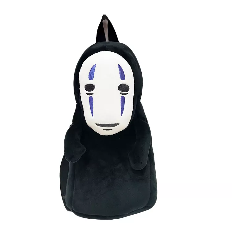 Mochila Ghibli Pelúcia No Face, mochila criativa homem sem rosto, mochila bonita para crianças e adultos 6