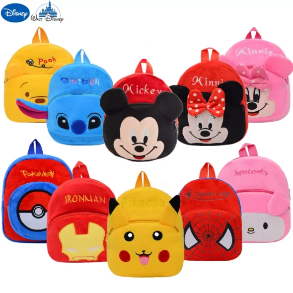 Mochila Infantil Disney pelúcia mochila mickey minnie ponto winnie pooh pikachu homem aranha homem de ferro capitão américa crianças presente de natal 1