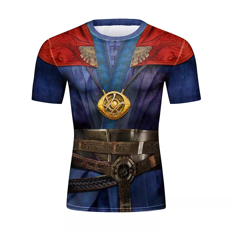 Camiseta Doutor Estranho Multiverso Loucura Uniforme Marvel digital cavaleiro impresso o-pescoço guerreiro respirável halterofilismo personalizado boxer guard bjj surf rash guard camisas dos homens 1