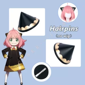 Prendedor de Cabelo Anime Spy x Family anya falsificador hairpins cosplay peruca acessórios preto enfeites de cabelo acessórios cônicos cos adereços menina 1